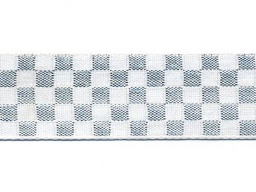 <font color="red">IN STOCK</font><br>1" Metallic Checks Pattern-White Silver