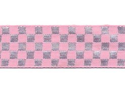 <font color="red">IN STOCK</font><br>1" Metallic Checks Pattern-Pink Silver