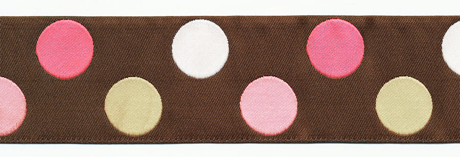 40MM Polka Dot Jacquard Ribbon-Brown/Pink/White/Ivory/Hot Pink