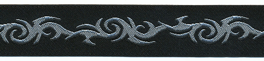 <font color="red">IN STOCK</font><br>3/4" Tribal Armband Pattern Jacquard Ribbon-Black/Silver