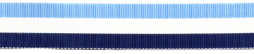 <font color="red">IN STOCK</font><br>3/8" Acetate Woven Edge Tri Stripe Grosgrain Ribbon-Blue/White/Navy