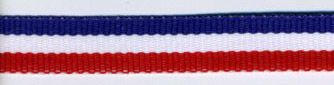 <font color="red">IN STOCK</font><br>3/8" Poly Grosgrain Tri Stripe-Red/White/Royal