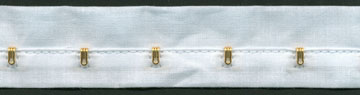 1" Spaced Brass Hook with Flap On White Tape