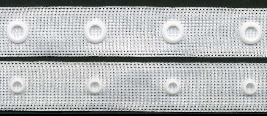 1+3/16 Spaced Round Plastic Snap Tape on 3/4 Wide Tricot-White