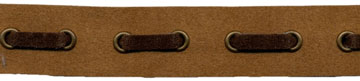 3/4" Suede Tape With 3/4" Spaced Eyelets<br>Camel Tape, Brown Laces, Old Gold Eyelets