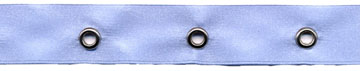 5/8" Width Satin Ribbon With 1.5" Spaced Eyelets<br>Blue Vapor Satin Ribbon, Nickel Eyelets