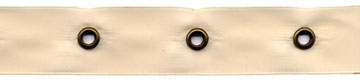 5/8" Width Satin Ribbon With 1.5" Spaced Eyelets<br>Cream Satin Ribbon, Antique Gold Eyelets