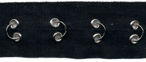 1.5" Width Twill Tape With Rings and Eyelets<br>Black Twill Tape, Nickel Rings and Eyelets