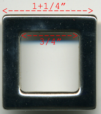 1+1/4" Square Eyelet-Nickel (2 Prongs On Back)