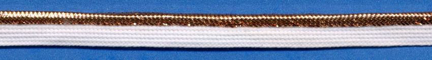 <font color="red">IN STOCK</font><br>3/8" Metallic Cordedge Piping-Copper Edge/White Apron