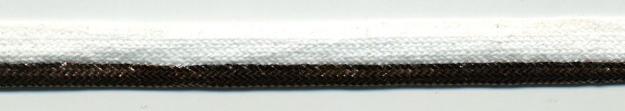 <font color="red">IN STOCK</font><br>3/8" Metallic Cordedge Piping-Bronze Edge/White Apron