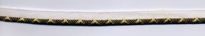 <font color="red">IN STOCK</font><br>3/8" Metallic/Rayon Cordedge Piping Latice Weave-Gold Weave/White Apron