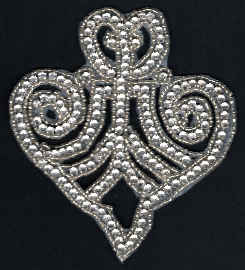 <font color="red">IN STOCK<br>SEW-ON</font><br>5" Acrylic Rhinestone Motif-Silver/Crystal
