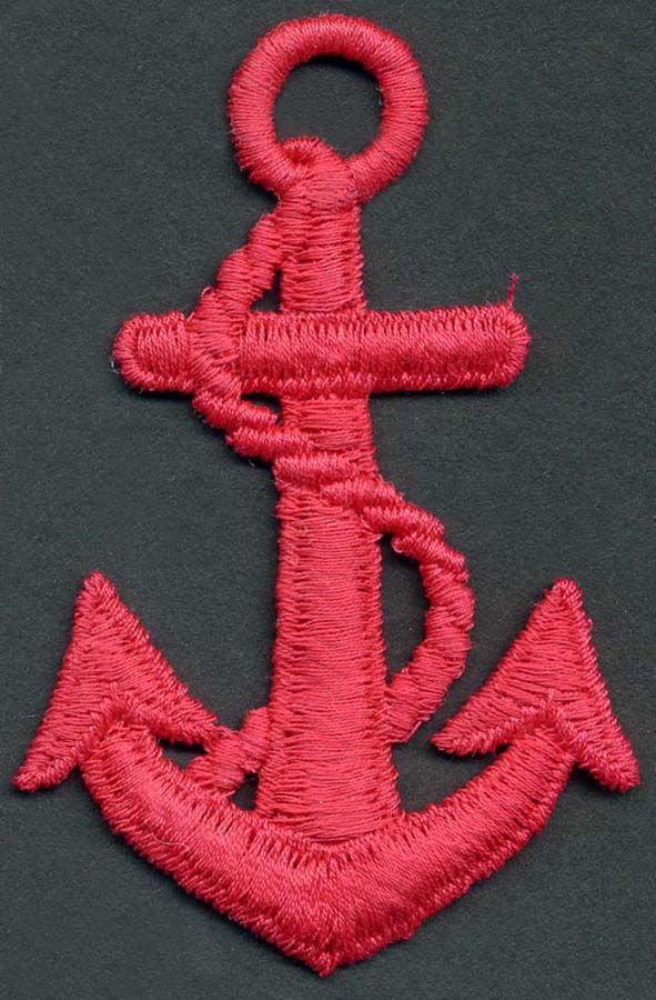 <font color="red">IN STOCK</font><br>2+1/2" Rayon Anchor Applique-Red<br>(Sew On)