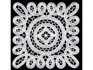 <font color="red">IN STOCK</font><br>6+1/2" x 7" Poly Battenberg Doily-White