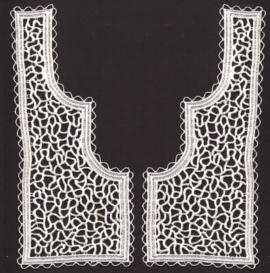 <font color="red">IN STOCK</font><br>10+3/4" X 4+1/2" Rayon Embroidered Collar Pair-White