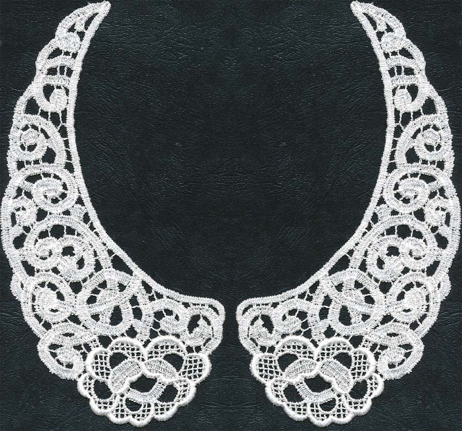 6.5" x 3" Rayon Venise Collar-White