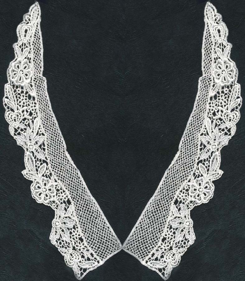 12" x 2.5" Rayon Venise 2-Piece Collar-White