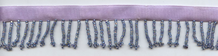 <font color="red">IN STOCK</font><br>1" Glass Beaded Fringe-Orchid On 1/2" Satin Header