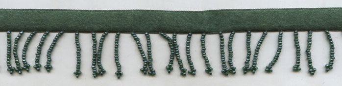<font color="red">IN STOCK</font><br>1" Glass Beaded Fringe-Teal On 1/2" Satin Header