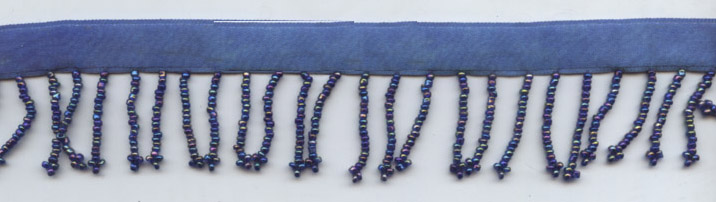 <font color="red">IN STOCK</font><br>1" Glass Beaded Fringe-Royal On 1/2" Satin Header