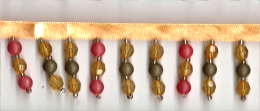 <font color="red">IN STOCK</font><br>1+5/8" Plastic Beaded Fringe-Mango/Moss/Tangerine/Gold