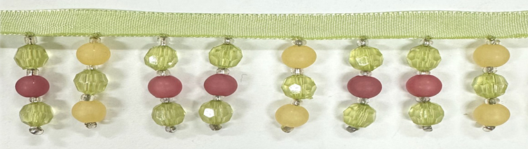 <font color="red">IN STOCK</font><br>1+5/8" Plastic Beaded Fringe-Seafoam/Cranberry/Lemon