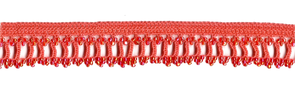 <font color="red">IN STOCK</font><br>7/8" Cotton Beaded Crochet Trim-Coral