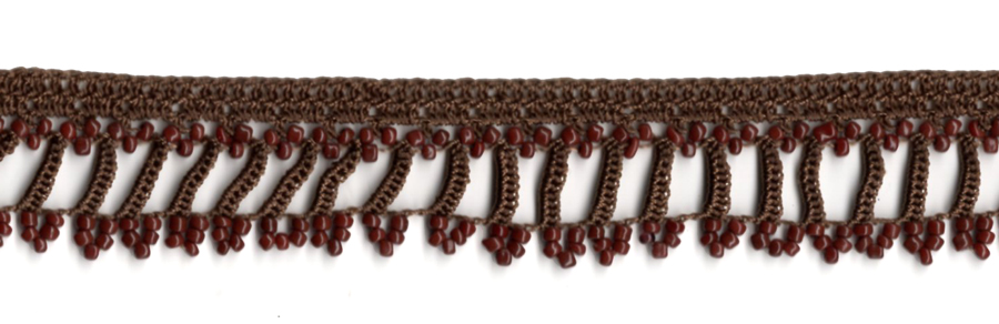 <font color="red">IN STOCK</font><br>7/8" Cotton Beaded Crochet Trim-Chocolate