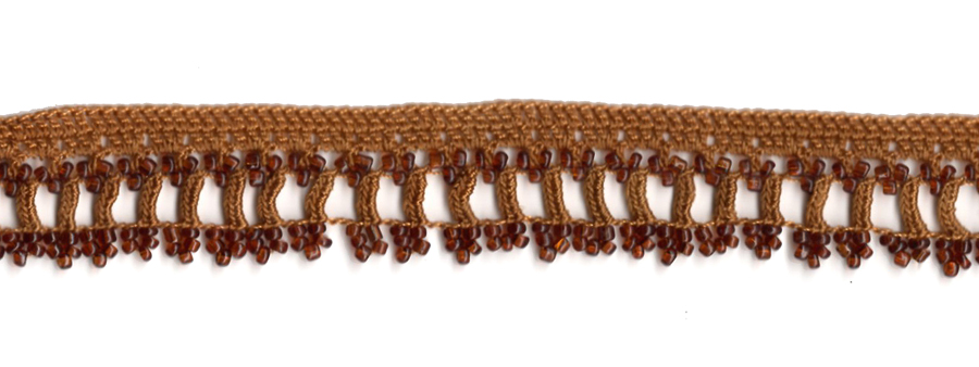 <font color="red">IN STOCK</font><br>7/8" Cotton Beaded Crochet Trim-Mocha
