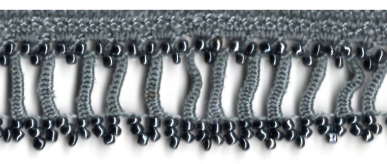 <font color="red">IN STOCK</font><br>7/8" Cotton Beaded Crochet Trim-Pewter