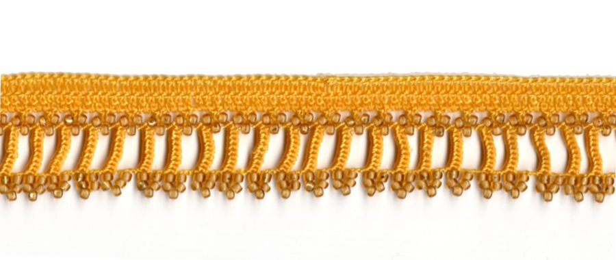 <font color="red">IN STOCK</font><br>7/8" Cotton Beaded Crochet Trim-Gold
