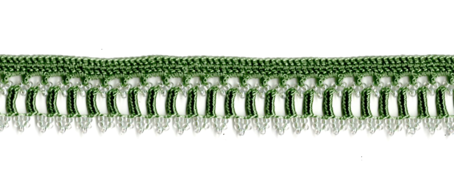 <font color="red">IN STOCK</font><br>7/8" Cotton Beaded Crochet Trim-Moss