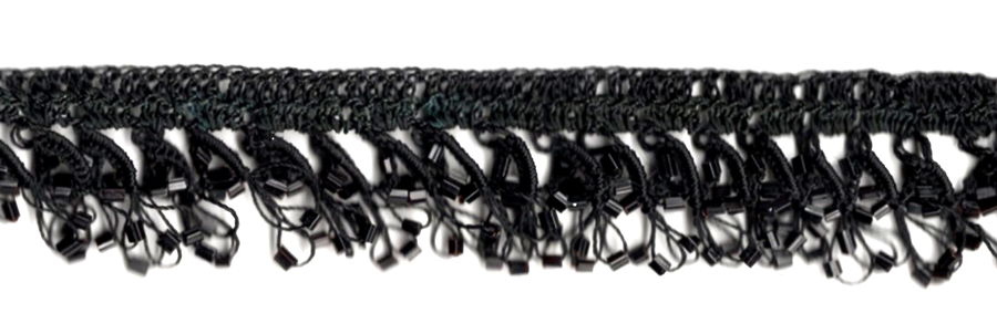 <font color="red">IN STOCK</font><br>1" Cotton Beaded Crochet Trim-Black