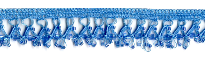 <font color="red">IN STOCK</font><br>1" Cotton Beaded Crochet Trim-Blue