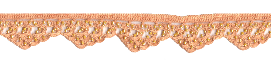<font color="red">IN STOCK</font><br>2" Cotton Beaded Crochet Trim-Gold