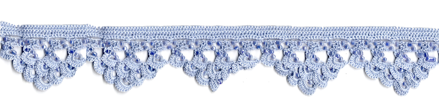 <font color="red">IN STOCK</font><br>2" Cotton Beaded Crochet Trim-Ice Blue