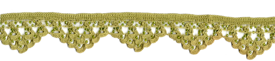 <font color="red">IN STOCK</font><br>2" Cotton Beaded Crochet Trim-Chartruse