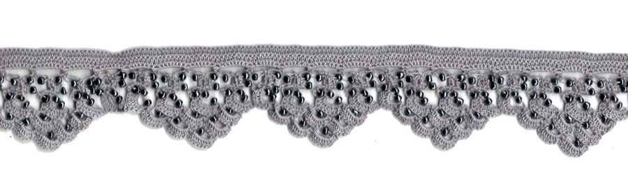 <font color="red">IN STOCK</font><br>2" Cotton Beaded Crochet Trim-Peweter