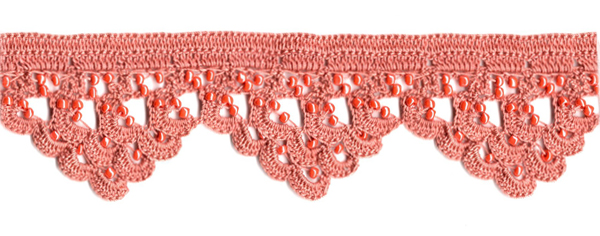 <font color="red">IN STOCK</font><br>2" Cotton Beaded Crochet Trim-Caramel