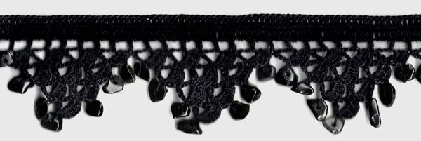 <font color="red">IN STOCK</font><br>1+1/2" Cotton Beaded Crochet Trim-Black