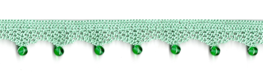 <font color="red">IN STOCK</font><br>1" Cotton Beaded Crochet Trim-Mint