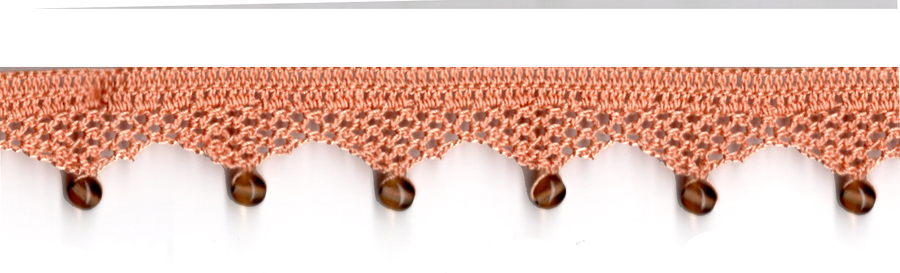 <font color="red">IN STOCK</font><br>1" Cotton Beaded Crochet Trim-Mango