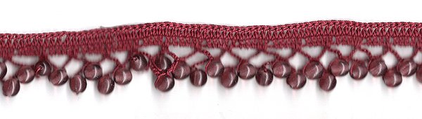 <font color="red">IN STOCK</font><br>3/4" Cotton Beaded Crochet Trim-Burgundy