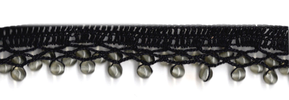 <font color="red">IN STOCK</font><br>3/4" Cotton Beaded Crochet Trim-Black