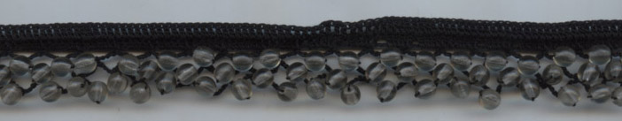 <font color="red">IN STOCK</font><br>1" Cotton Beaded Crochet Trim-Black