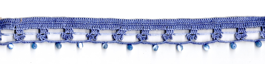 <font color="red">IN STOCK</font><br>1+1/2" Cotton Glass Beaded Crochet Trim-Blue