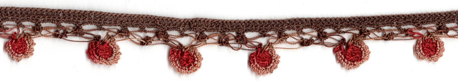 <font color="red">IN STOCK</font><br>1" Cotton Beaded Crochet Trim-Rust