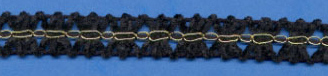 <font color="red">IN STOCK<br>MADE IN USA</font><br>5/8" Metallic/Rayon Chenille Braid-Black/Gold