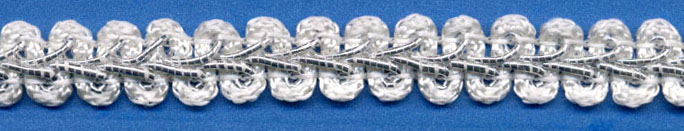 <font color="red">IN STOCK</font><br>5/8" Metallic/Poly Chinese Braid-Silver/White